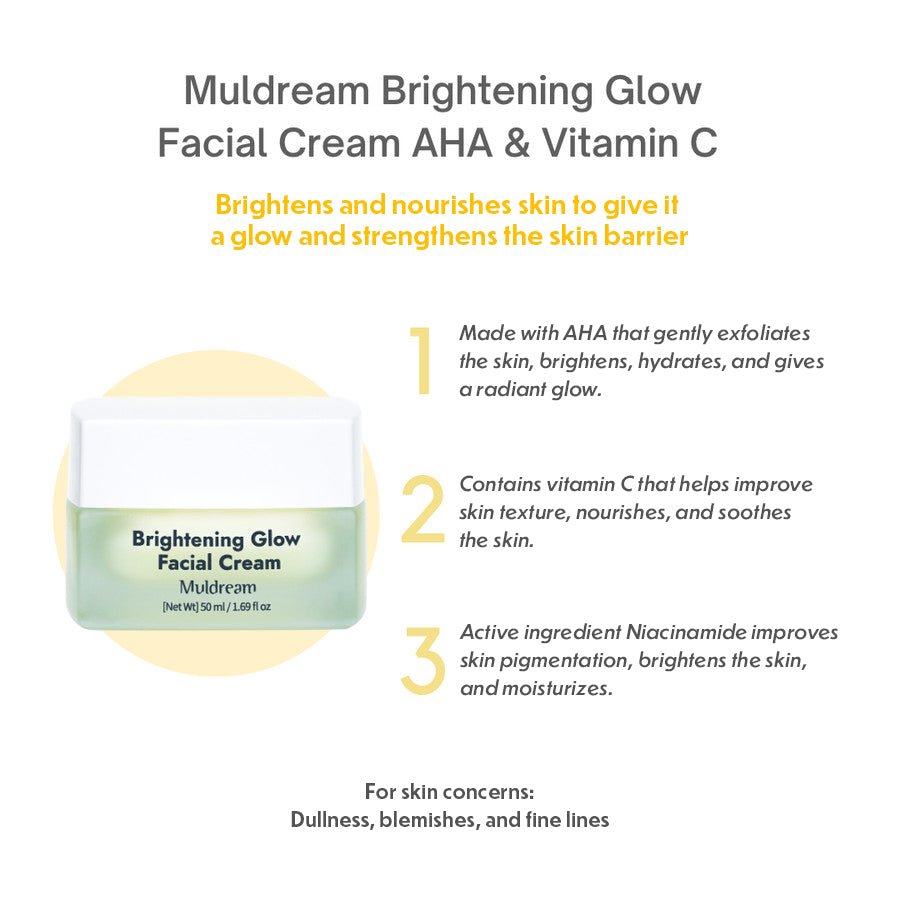 MuldreamMuldream Brightening Glow Facial Cream (AHA & Vitamin C) 50ml8809443285799