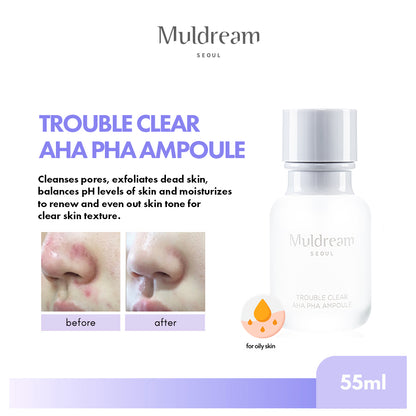 Muldream Trouble Clear AHA PHA Ampoule 50ml (For Moisturizing) - SkinCureAsia